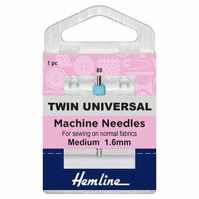 H110.16 Sewing Machine Needles: Twin Universal: 100/16, 6mm 1 Piece